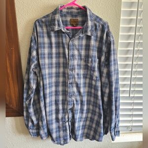 St Johns Bay Mens Big & Tall Plaid Long Sleeve Button Up Shirt Size 3XLT